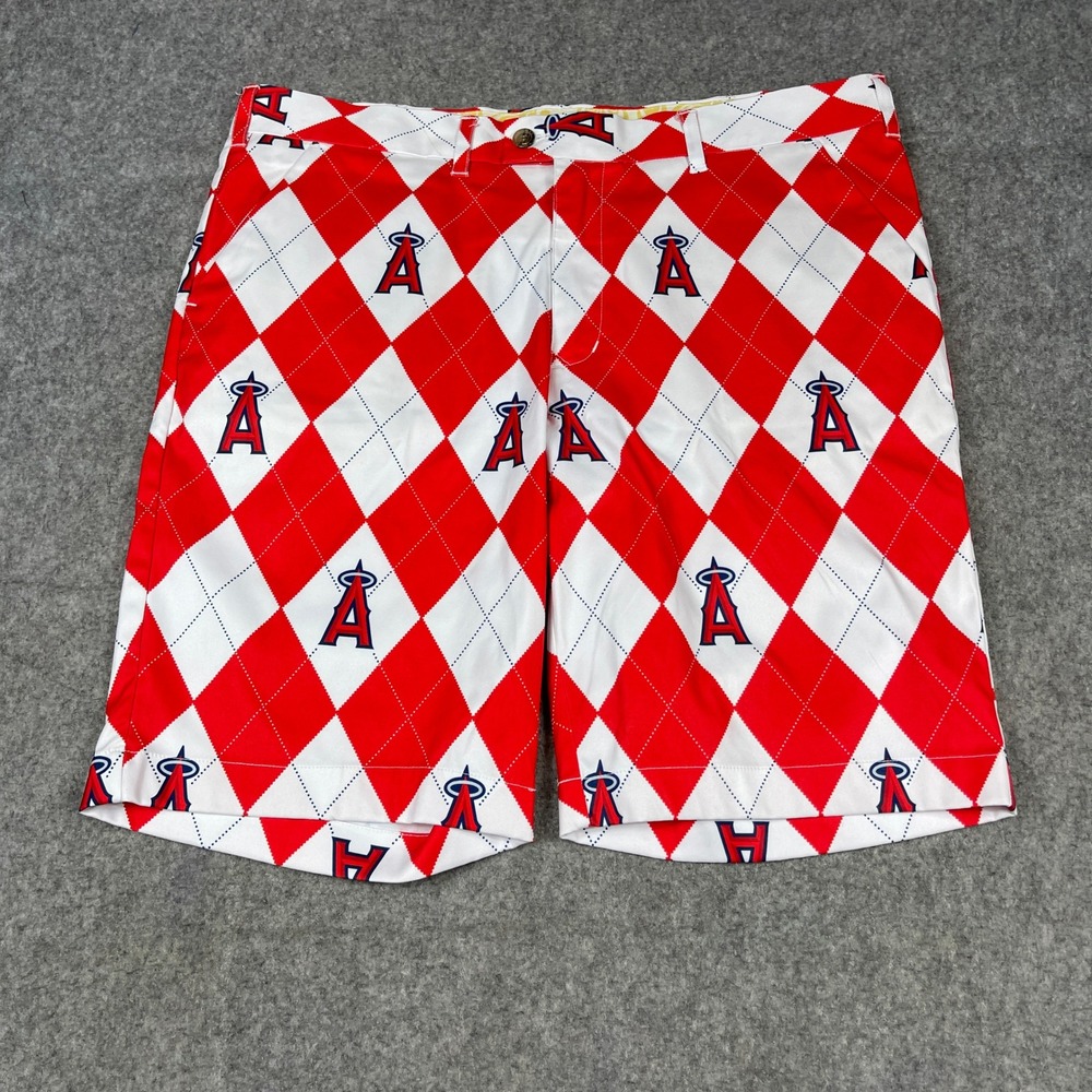 Loudmouth Golf Los Angeles Angels MLB Argyle Shorts Mens 40 Red White Blue